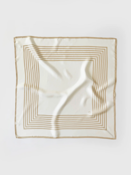 lescarf STRIPED SCARF | WHITE & SAND | 65 CM