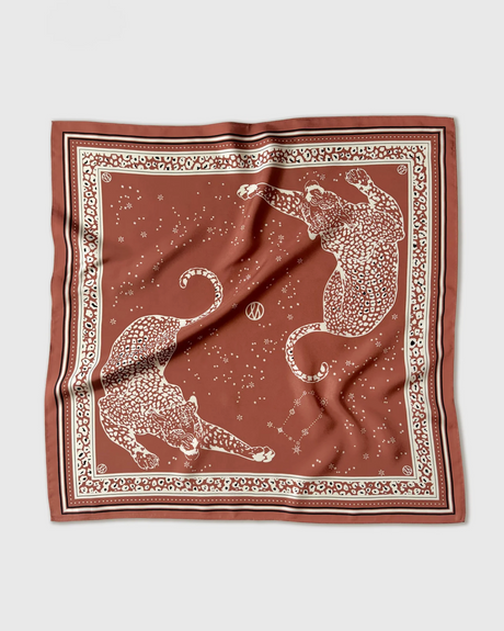lescarf ZODIAC SCARF | GEMINI | TERRACOTTA | 65 CM