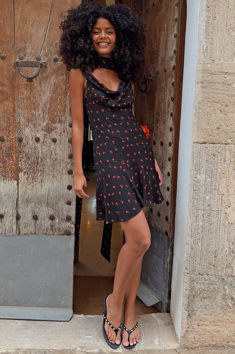 Never Fully Dressed - Black Rose Mini Sophie Dress