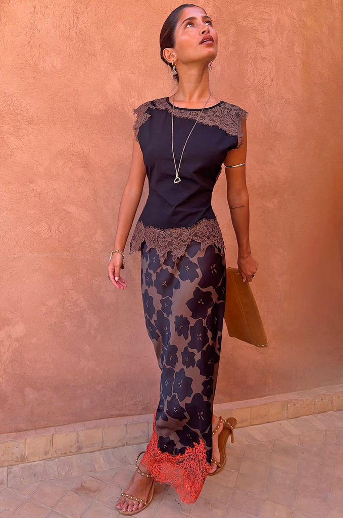 never fully dressed brown and blue lace Plum Bari Jay Bridesmaid farver SIZE:S/M Soft detail