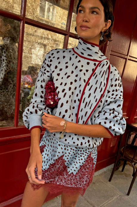 Never Fully Dressed - Blue Deer Scarf Jumper