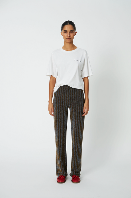 STELLA NOVA Striped Lurex Jersey Pants - Gold Silver Shimmer