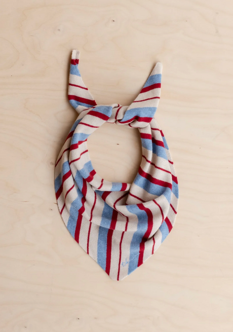 TBCo Merino Wool Triangle Scarf in Blue & Red Stripe