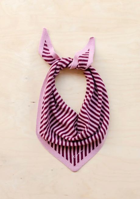 TBCo Merino Wool Triangle Scarf  Pink Stripe