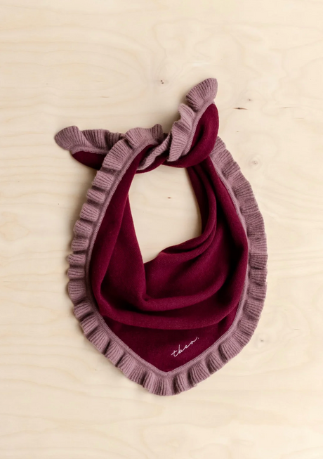TBCo Merino Wool Triangle Scarf  Burgundy Ruffle