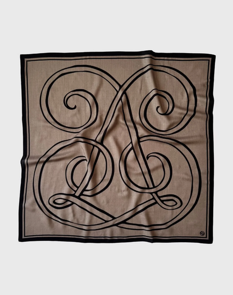 WOOL MONOGRAM SCARF | TAUPE | 80cm