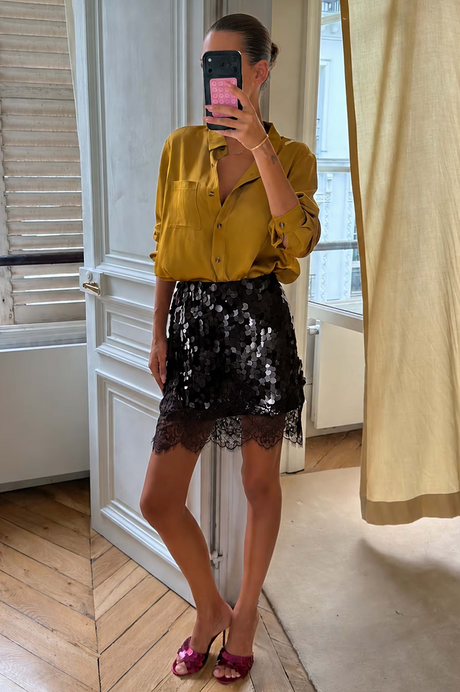 Never Fully Dressed -  Black Sequin Mini Maeva Skirt
