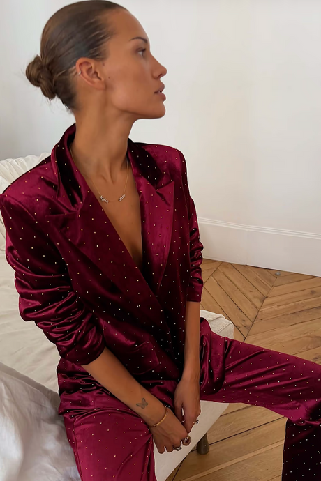 Never Fully Dressed -  Burgundy Velvet Blazer
