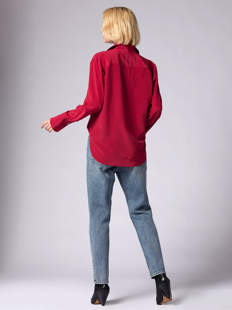 Equipment Quinne Long Sleeve Silk Shirt - Persian Red