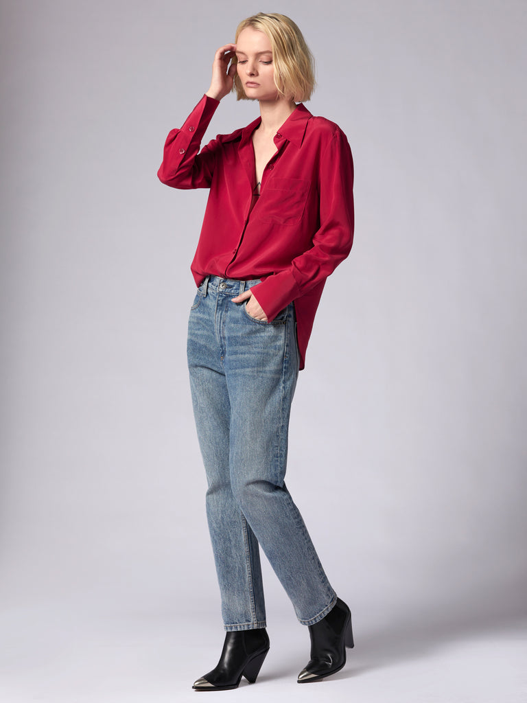 Equipment Quinne Long Sleeve Silk Shirt - Persian Red