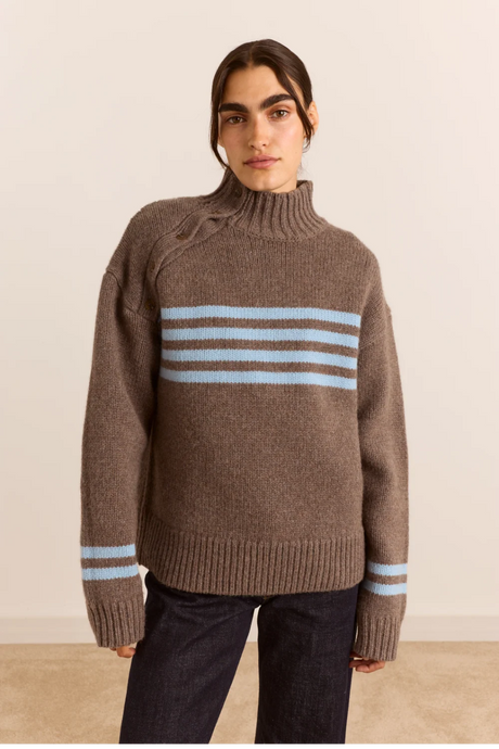Damson Madder Tallulah Button Jumper - Brown