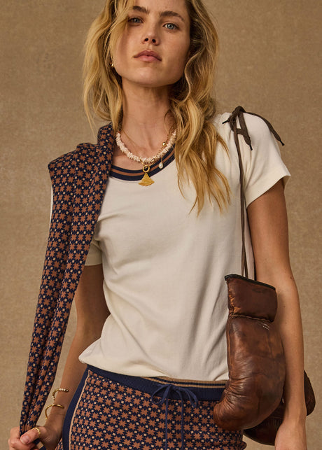 THE UPSIDE - ZAHRA RIB TEE IN CREAM