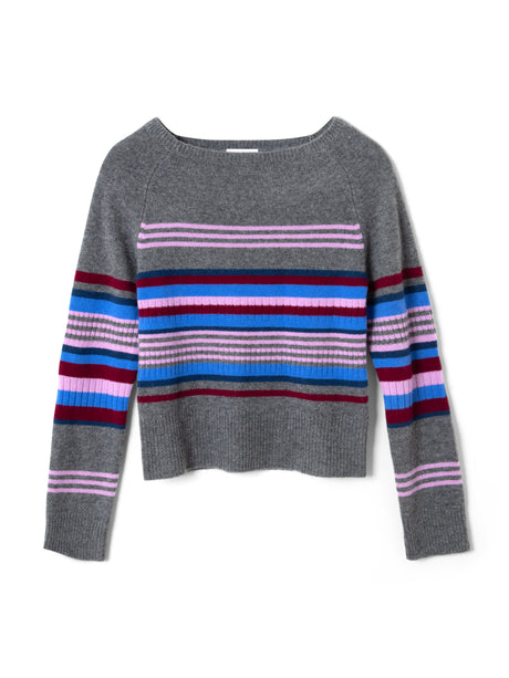 Damson Madder Yesley Wide Neck Jumper - Bold Stripe