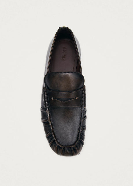ALOHAS Aven Vintage Effect Brown Leather Loafers