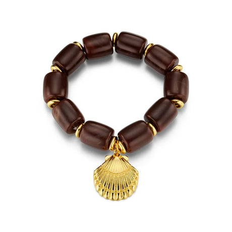 ORELIA - Chunky Beaded Shell Charm Bracelet