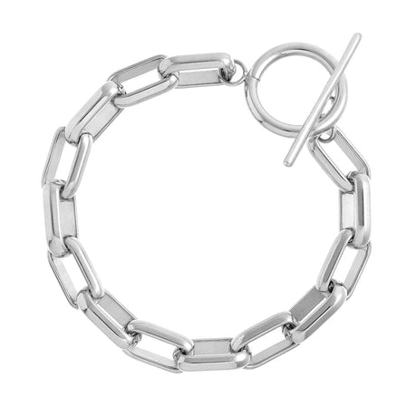 ORELIA - LUXE Rectangle Link T-Bar Bracelet - Silver