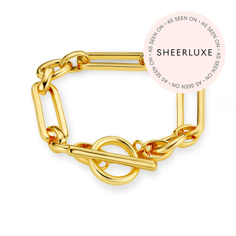 ORELIA - Rectangular Link T-Bar Bracelet - Gold