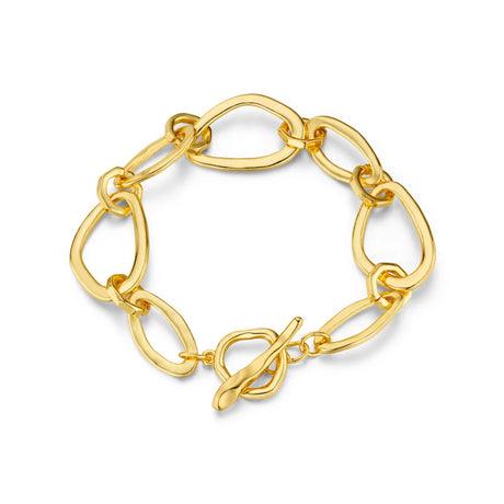 ORELIA - Organic Oval Link T-Bar Bracelet - Gold