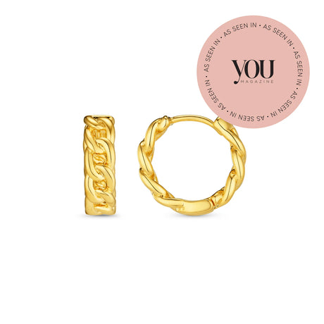 ORELIA - Chain Huggie Hoop Earrings - Gold