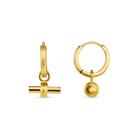 ORELIA - LUXE Linear T-Bar Drop Hoop Earrings - Gold