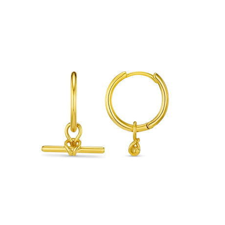 ORELIA - Dainty T-Bar Knot Hoop Earrings - Gold