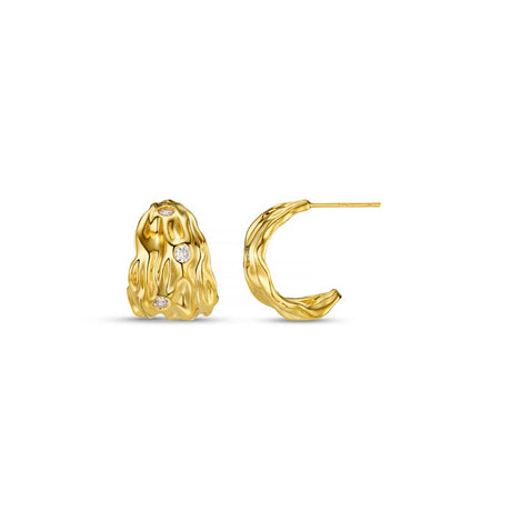 ORELIA - Molten & Crystal Tapered Hoop Earrings