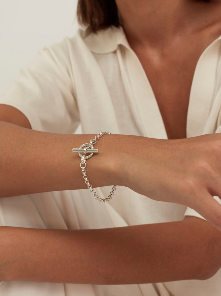 Tilly Sveaas Silver Belcher Bracelet With Silver T-Bar