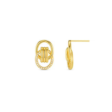 ORELIA - Interlocking Halo Pavé Earrings - Gold
