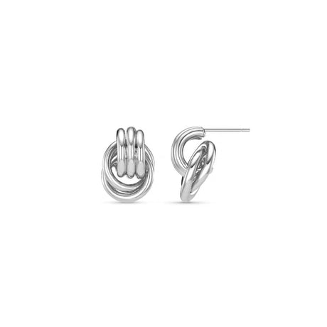 ORELIA - Silver Mini Polished Interlocking Earrings
