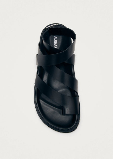 ALOHAS Tide Leather Sandals - Black