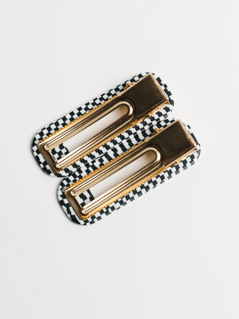 NAT + NOOR Tortoise Duo Clips - Checkered