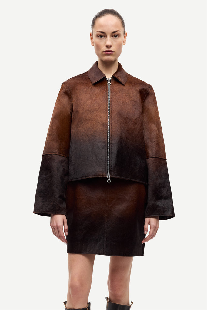 SAMSØE SAMSØE Salylo Leather Jacket - Dark Brown