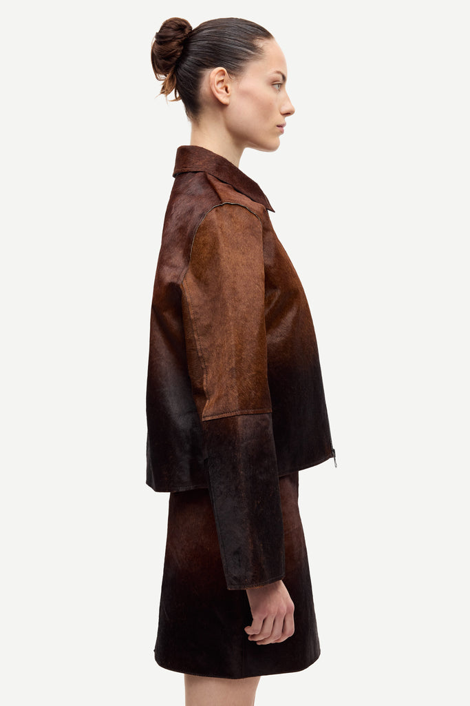 SAMSØE SAMSØE Salylo Leather Jacket - Dark Brownv