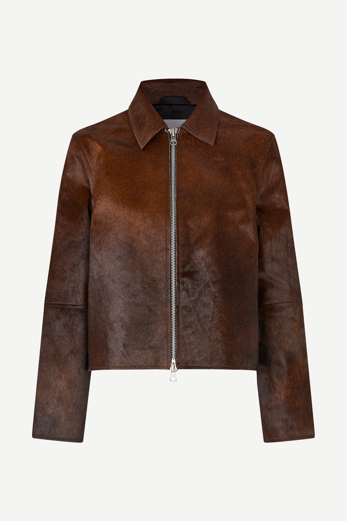 SAMSØE SAMSØE Salylo Leather Jacket - Dark Brown