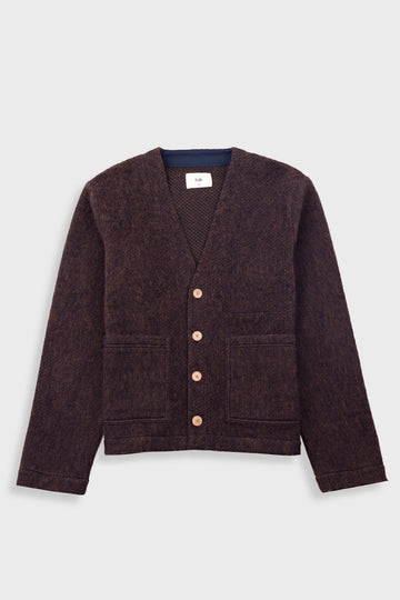 Folk Pocket Cardigan - Navy Espresso Brushed Wool