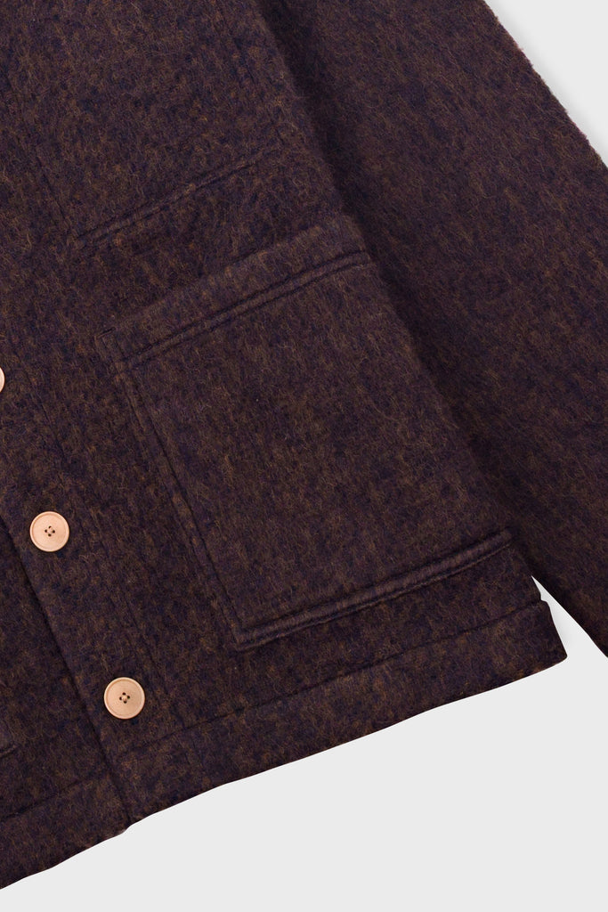 Folk Pocket Cardigan - Navy Espresso Brushed Wool