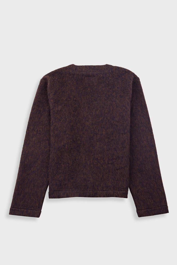 Folk Pocket Cardigan - Navy Espresso Brushed Wool