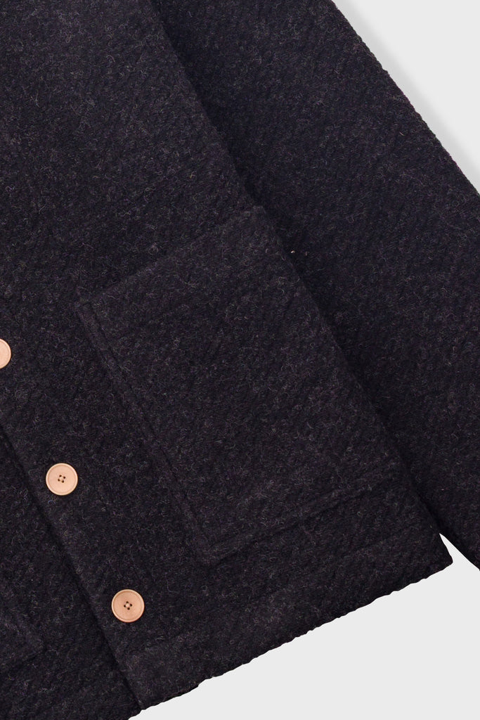Folk Pocket Cardigan - Charcoal wool twill