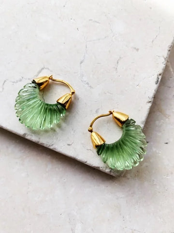 Shyla Ettienne Green Ridged Earrings