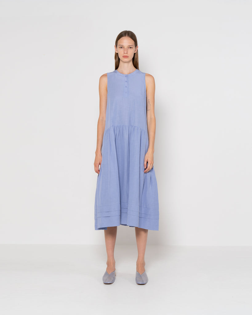 EMIN + PAUL Staggered Gathering Dress - Sky