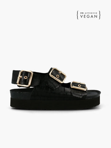 GENUINS Felina Vegan Coco Black Sandals