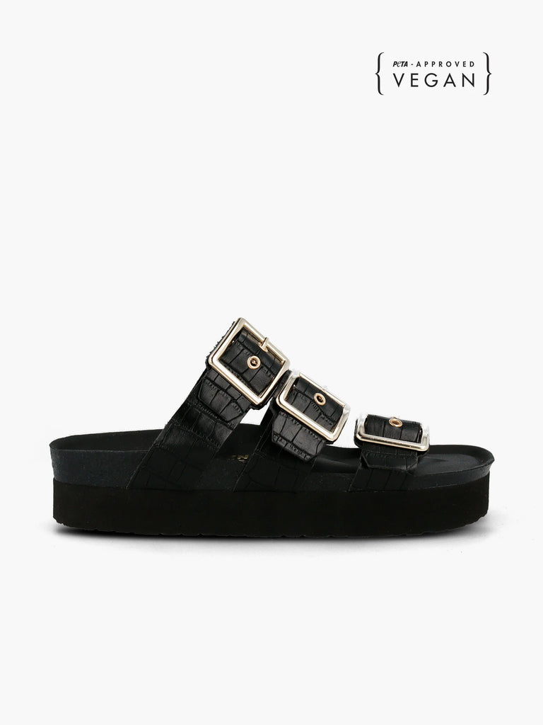 GENUINS Cristi Coco Black Sandals